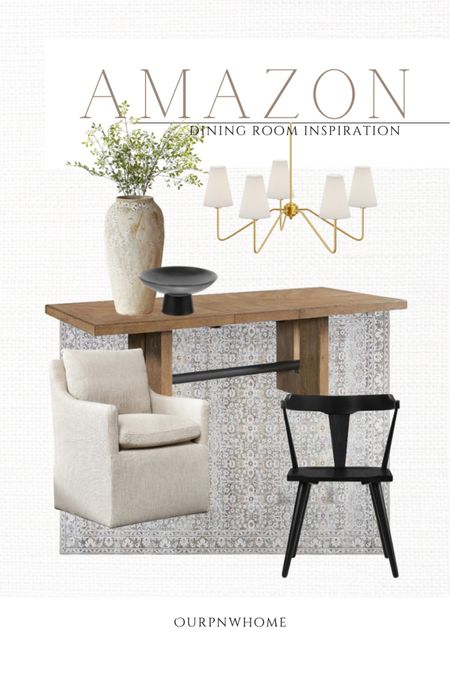  Spring dining room inspiration with finds from Amazon!

Chandelier, brass lighting fixture, black dining chair, upholstered dining chair, wood dining table, neutral vase, black bowl, faux greenery, gray area rug, washable area rug, modern traditional home, Amazon home, spring home

#LTKSeasonal #LTKhome #LTKstyletip