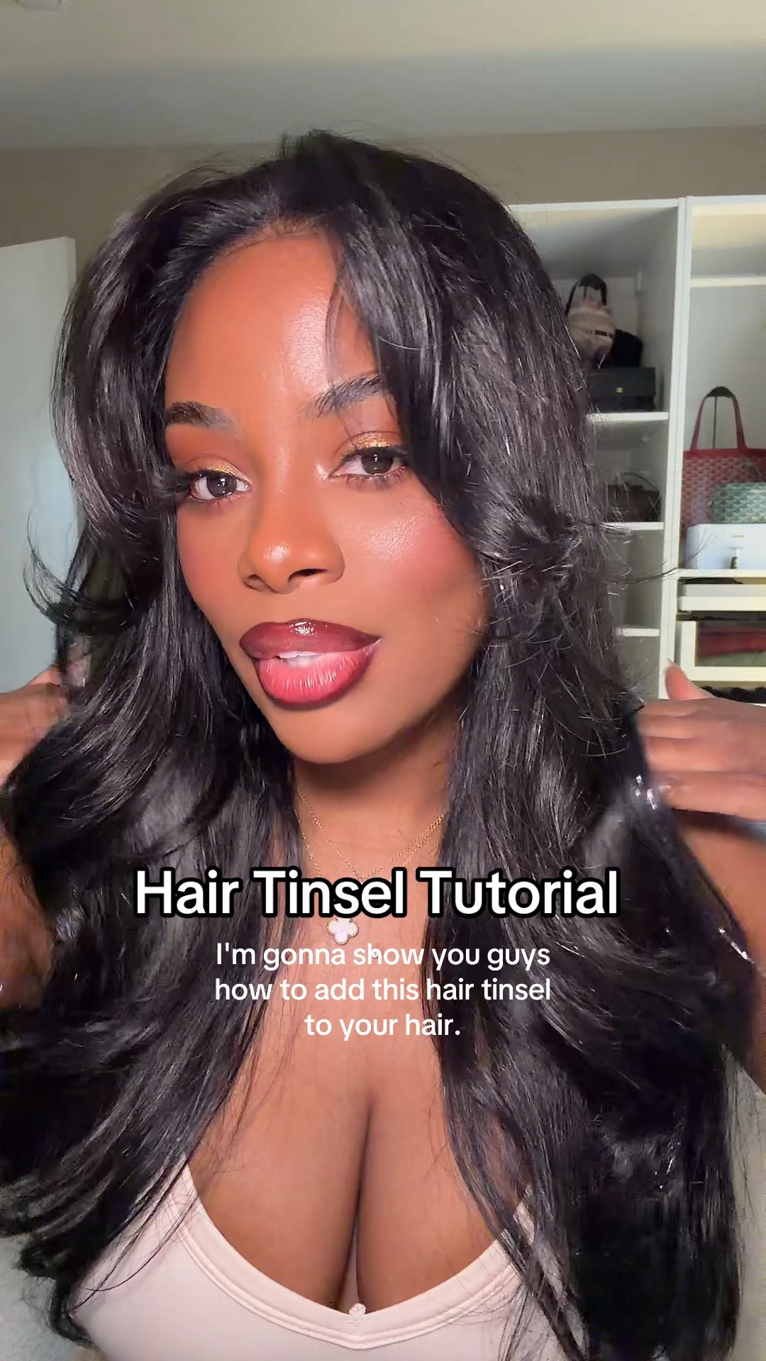 Beginner friendly hair tinsel tutorial 🖤✨ #hairtinsel #hairtinseltutorial #tinselhairextension #hairtutorial 

#LTKBeauty #LTKFindsUnder50 #LTKgrwm