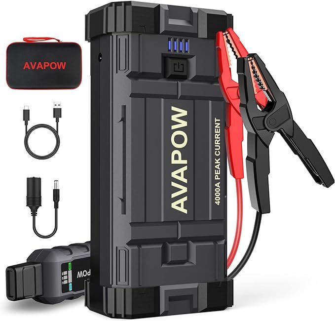 Amazon.com: AVAPOW Car Jump Starter, 4000A Peak 27800mAh Battery Jump Starter (for All Gas or Up ... | Amazon (US)