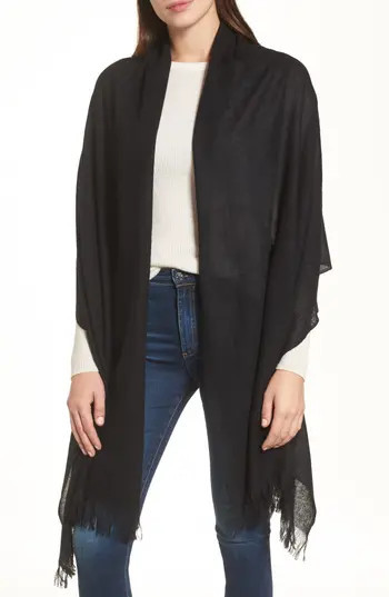 Women's Caslon Heathered Cashmere Gauze Scarf, Size One Size - Black | Nordstrom
