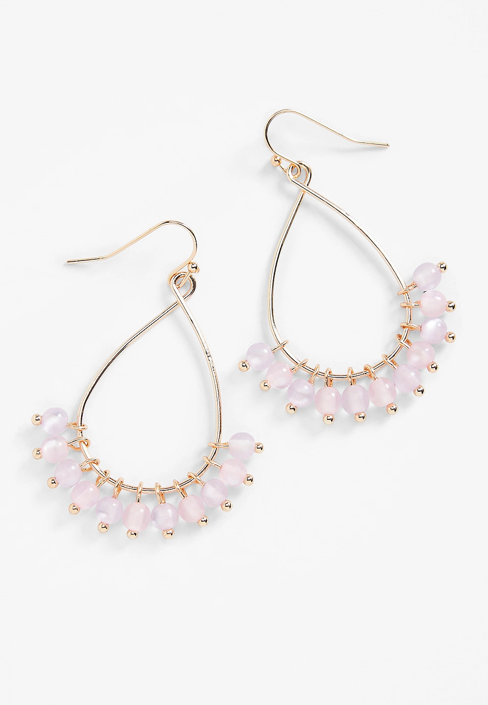 Pink Beaded Teardrop Earrings | Maurices