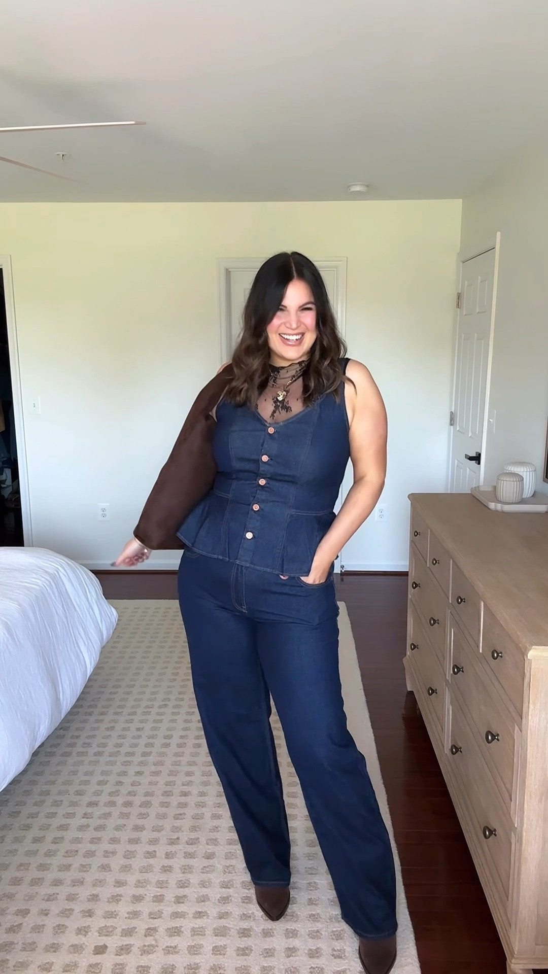 Midsize fall outfit idea from Gap! I shared this two piece denim set in my gap fall try on the other day but I love it soo much I had to style it! I added on this lace tank but honestly this set is soo cute on its own too! 

Lace tank - xl
Denim top - large tall
Jeans - 14 tall 
Booties - 10 



#LTKMidsize #LTKSeasonal #LTKStyleTip