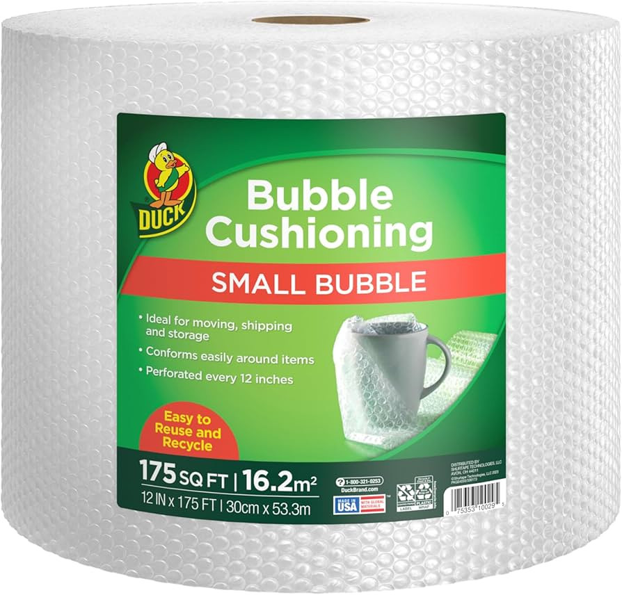 Duck Brand Small Bubble Cushioning Wrap for Moving & Shipping - 175 FT Bubble Packing Wrap for Ex... | Amazon (US)