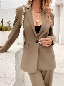 Split Back Single Button Blazer SKU: swblazer02210413346(1000+ Reviews)$26.49$25.17Join for an Ex... | SHEIN