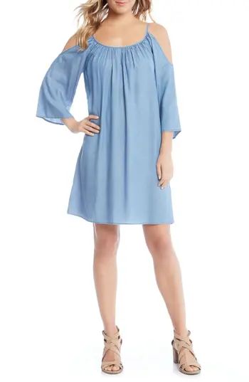 Women's Karen Kane Cold Shoulder Chambray Dress, Size X-Small - Blue | Nordstrom