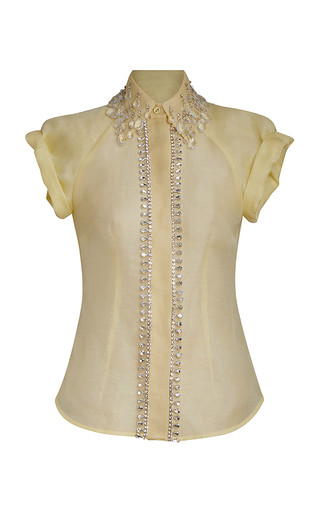 Matchmaker Diamante Linen-Silk Blouse | Moda Operandi (Global)