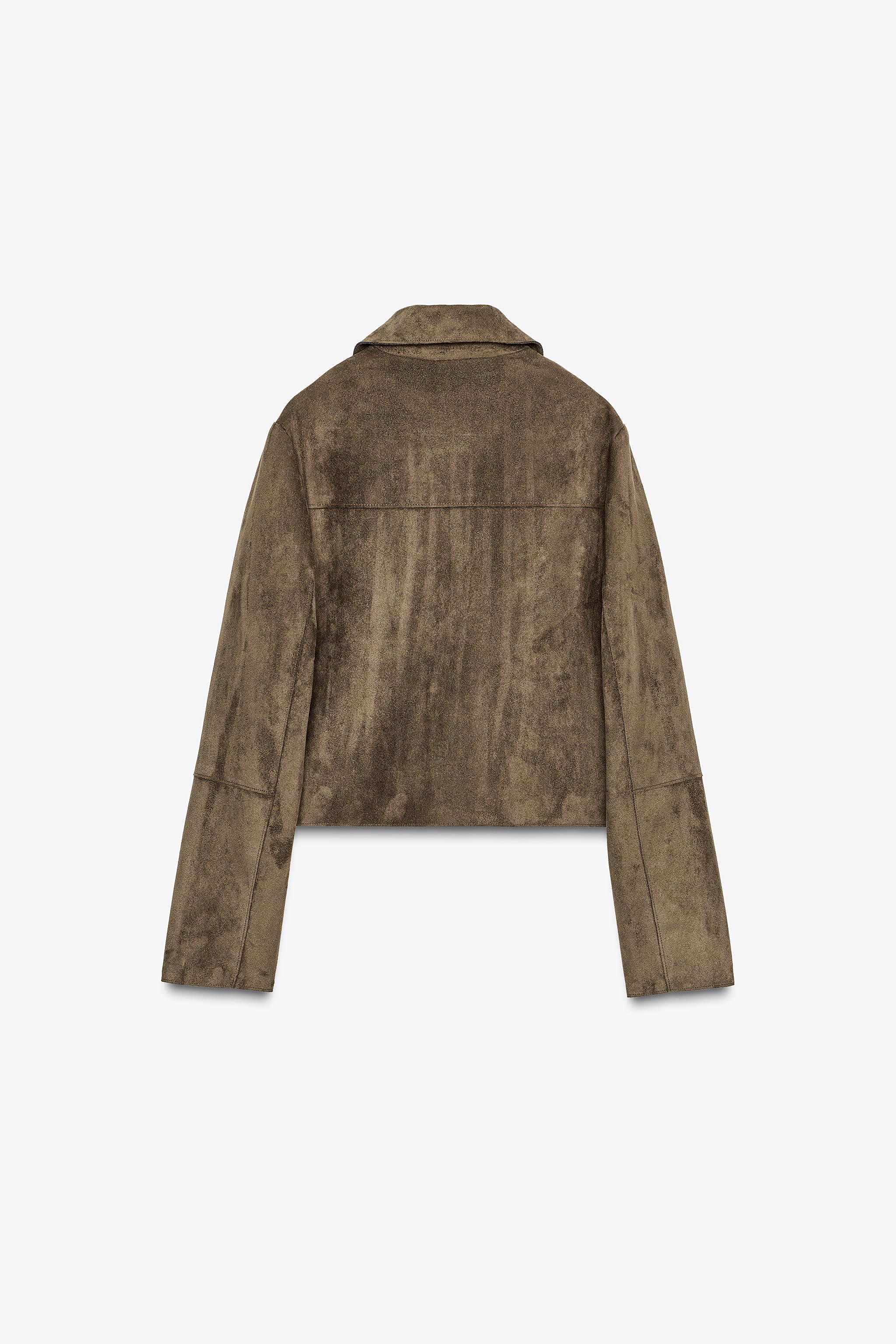 FAUX SUEDE CROPPED JACKET | Zara UK