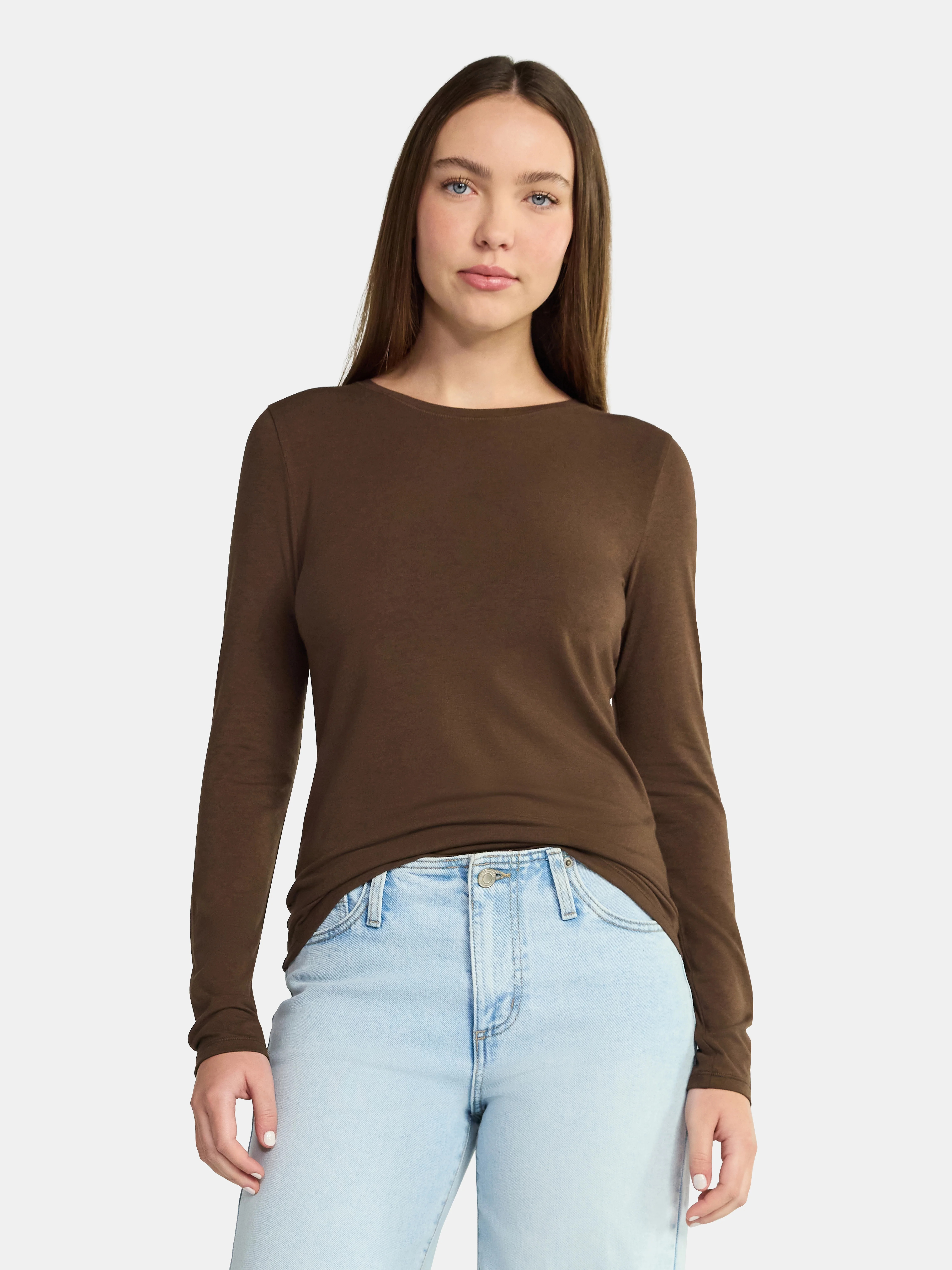 No Boundaries Long Sleeve Crewneck Tee, Women's | Walmart (US)