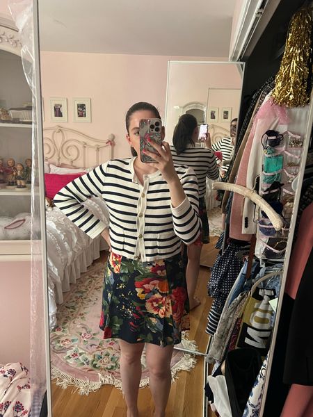 Lady jacket, striped lady jacket, striped cardigan, floral skirt, sezane, spring outfit, summer outfit, pencil skirt 

#LTKStyleTip #LTKFindsUnder100 #LTKSeasonal