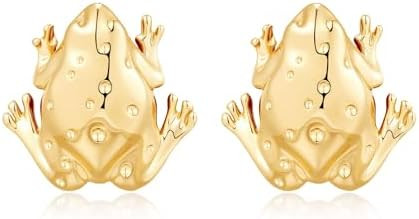 Gold Frog Earrings for Women Cute Earrings Stud Funny Animal Earrings Hypoallergenic Frog Jewelry... | Amazon (US)