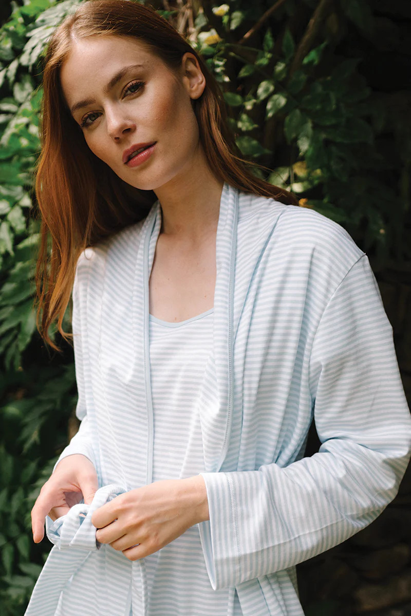 Pima Robe in Porcelain | LAKE Pajamas