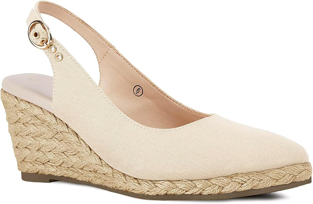 Juliet Holy Womens Wedge Sandals Espadrilles Closed Toe Slingback Buckle Strap Comfortable Casual... | Amazon (US)