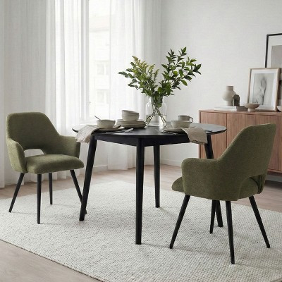 Set of 2 Upholstered Dining Chairs with Arms, Modern Green Accent Chair with Metal Legs, Comfortable Padded Seat for Dining Room, Kitchen - Panipeachy | Target