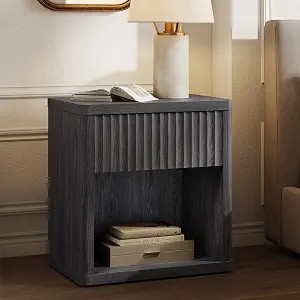 SICOTAS Night Stand Nightstand with Drawer Storage Fluted Bed Side Table End Table Large Modern W... | Amazon (US)