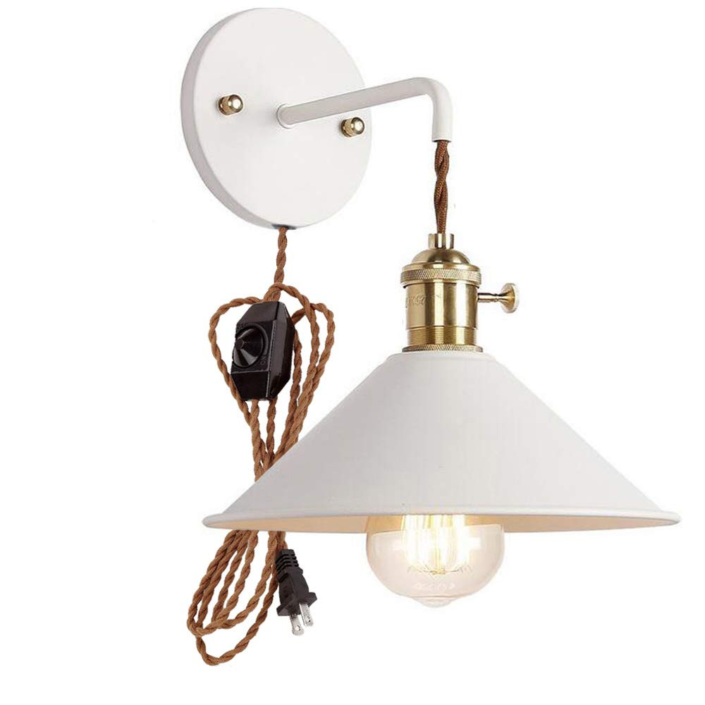 Plug-in Dimmable Wall Sconce Lamps Lighting Fixture Within-line Cord Dimmer Switch,White Macaron ... | Amazon (US)