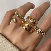 pcs Retro Fashion Chunky Snake Shaped Ring Set Simple Design | SHEIN