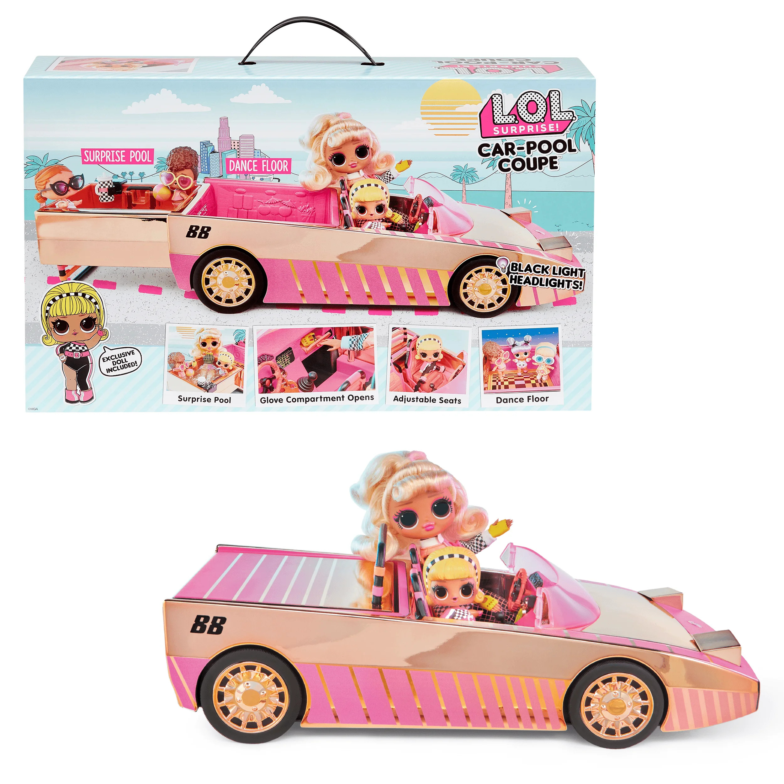 L.O.L. Surprise! Car-Pool Coupe with Exclusive Doll, Surprise Pool & Dance Floor | Walmart (US)