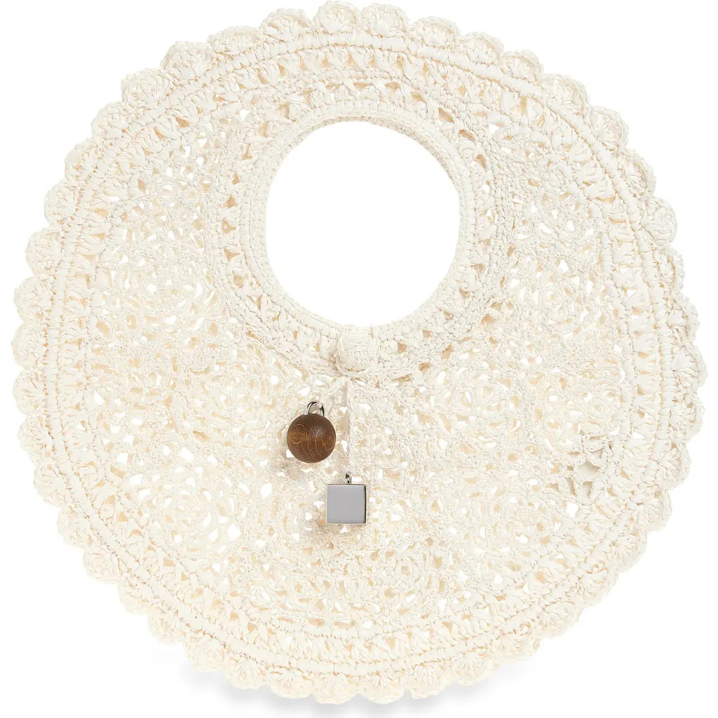 Jacquemus Small Spiaggia Round Crochet Bag in White 100 at Nordstrom | Nordstrom