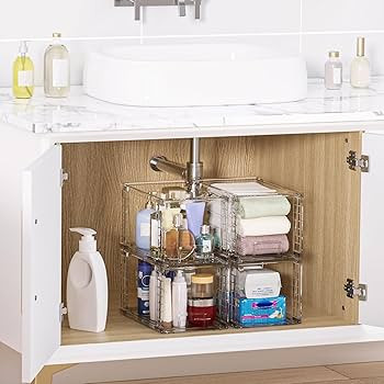 Vtopmart 4 Pack Large Stackable Storage Drawers,Easily Assemble Acrylic Bathroom Closet Undersink... | Amazon (US)