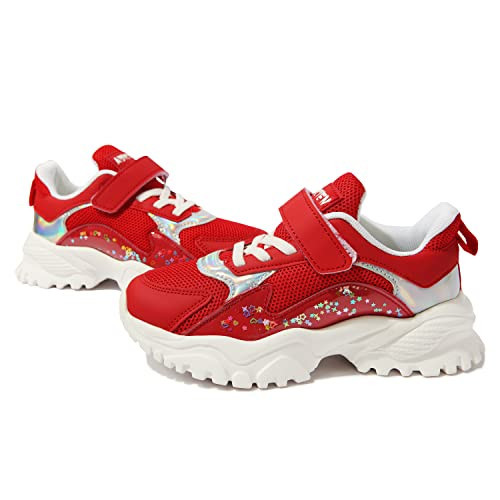 Kids Tennis Shoes Running Sports Shoes Breathable Athletic Shoes Lightweight Walking Shoes Fashion Sneakers for Girls Little Kid 2 Red | Amazon (US)