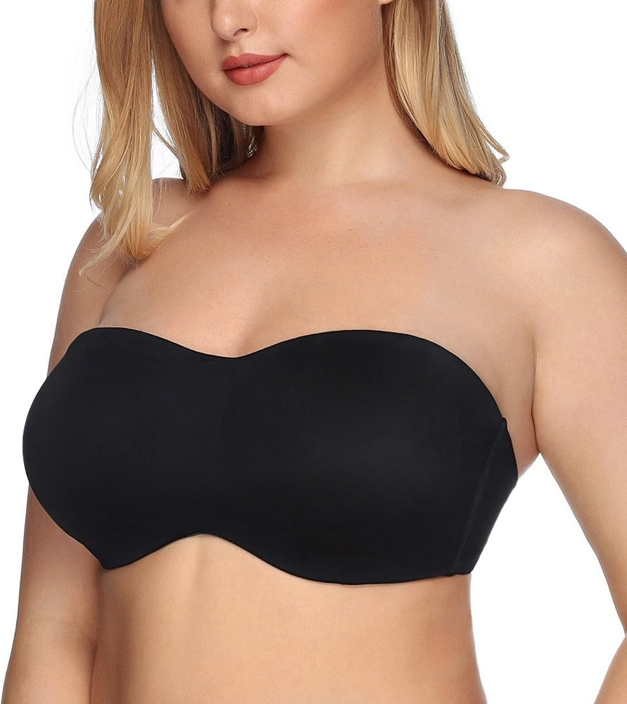 DotVol Women's Seamless Bandeau Unlined Underwire Minimizer Strapless Bra for Large Bust | Amazon (US)