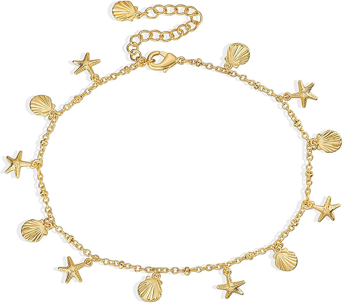 Gold Anklets for Women 18K Gold Plated Adjustable Summer Simple Foot Jewelry Ankle Bracelet for W... | Amazon (US)