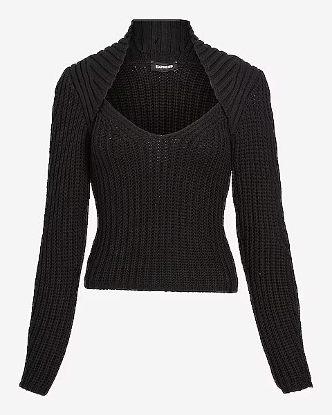 Ribbed Scoop Neck Long Sleeve Sweater | Express
