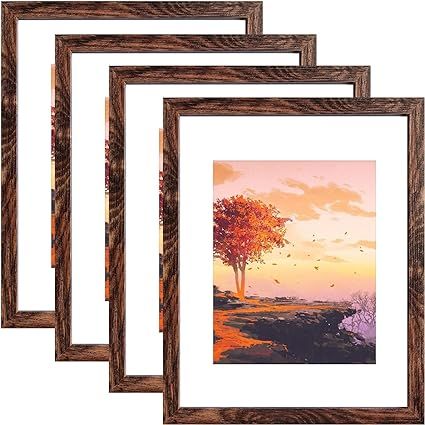 SESEAT 11x14 Picture Frame Pack of 4,Display Pictures 8x10 with Mat or 11x14 Without Mat,Wall Mou... | Amazon (US)