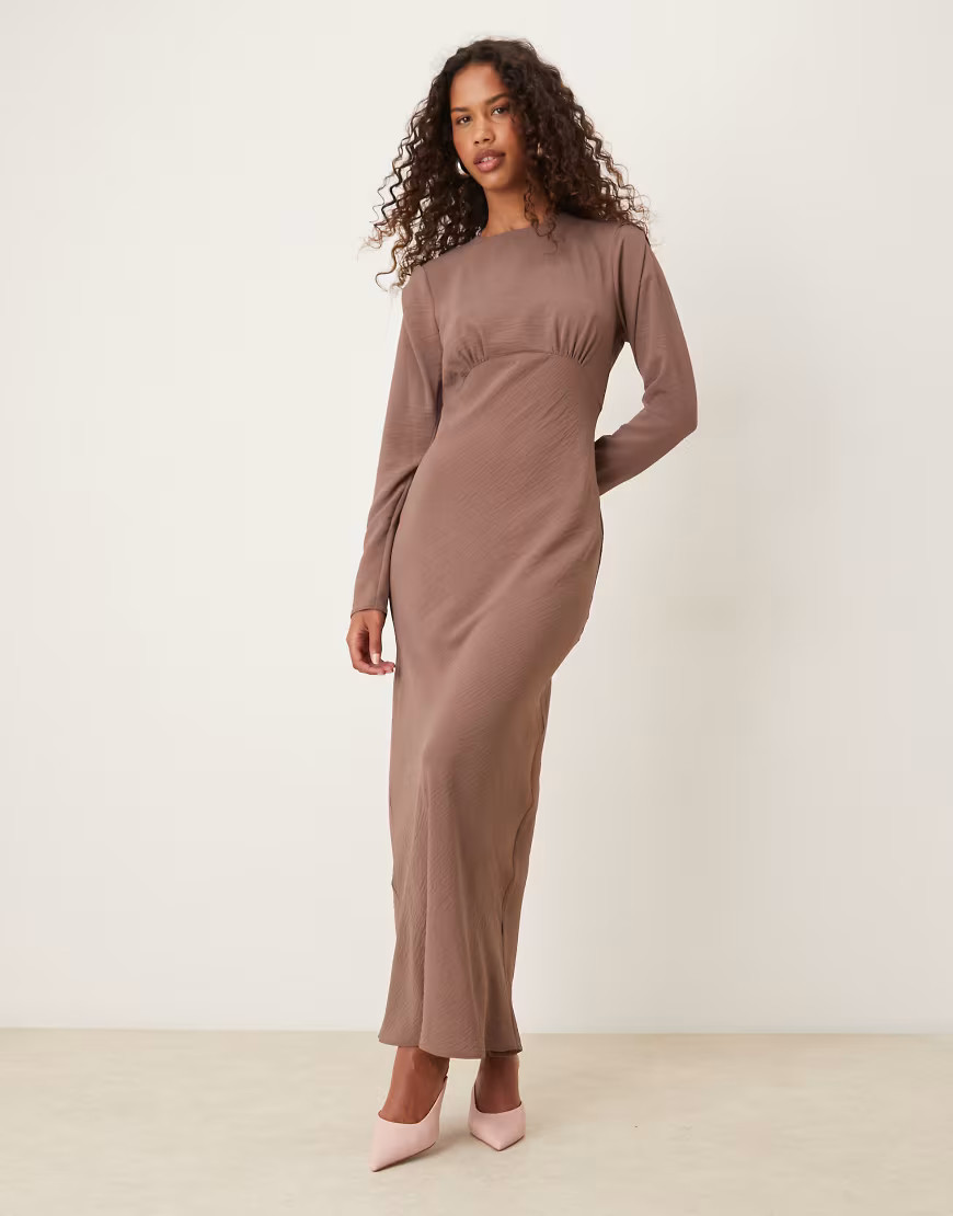 ASOS DESIGN bias bust detail maxi dress in deep taupe-Brown | ASOS (Global)