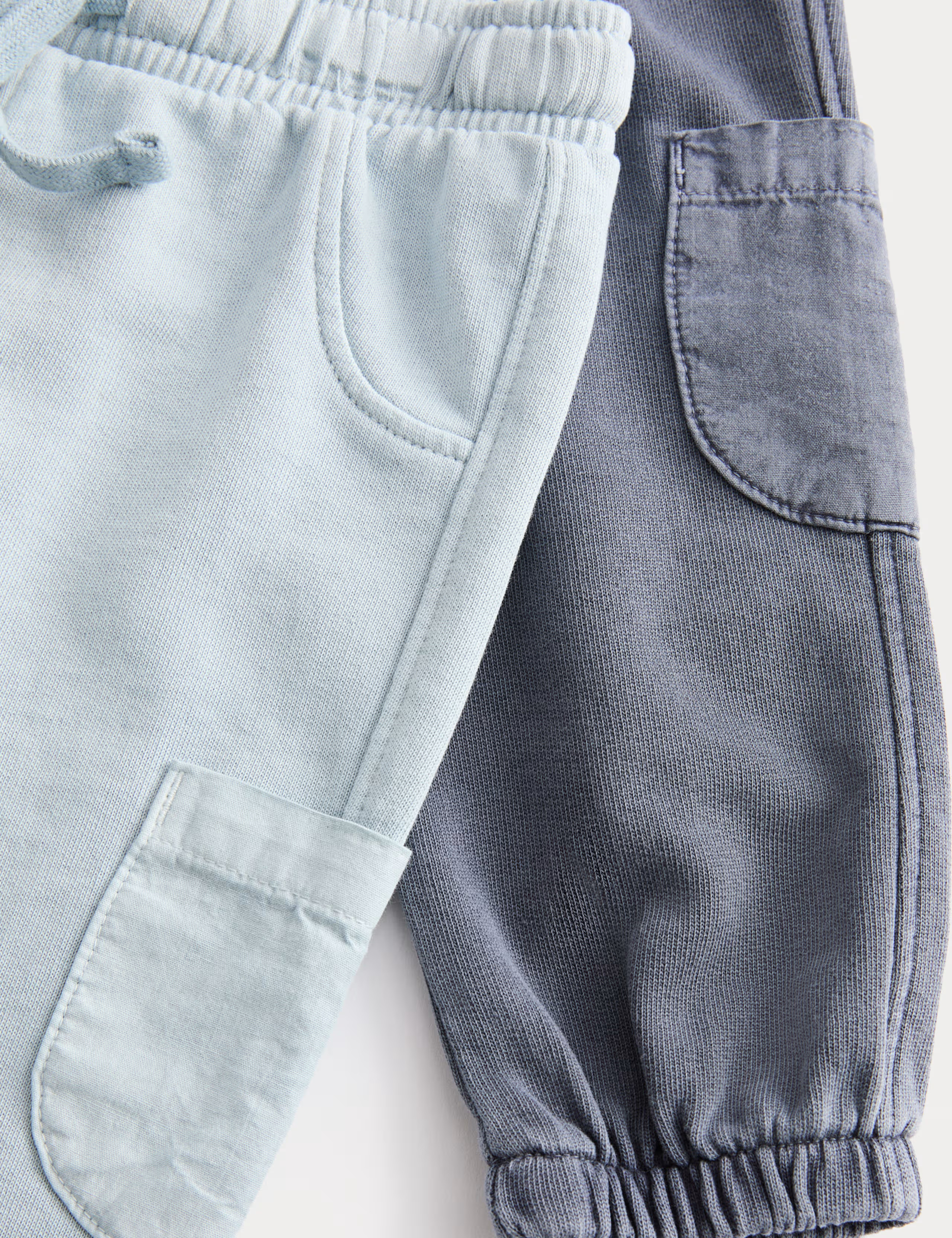 2pk Pure Cotton Grey & Blue Cargo Joggers (0-6 Yrs) | M&S Collection | M&S | Marks & Spencer (UK)