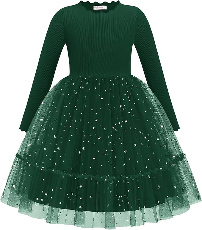 Arshiner Toddler Girl Tutu Dress Fall Winter Long Sleeve Star Sequin Holiday Party Tulle Dresses ... | Amazon (US)