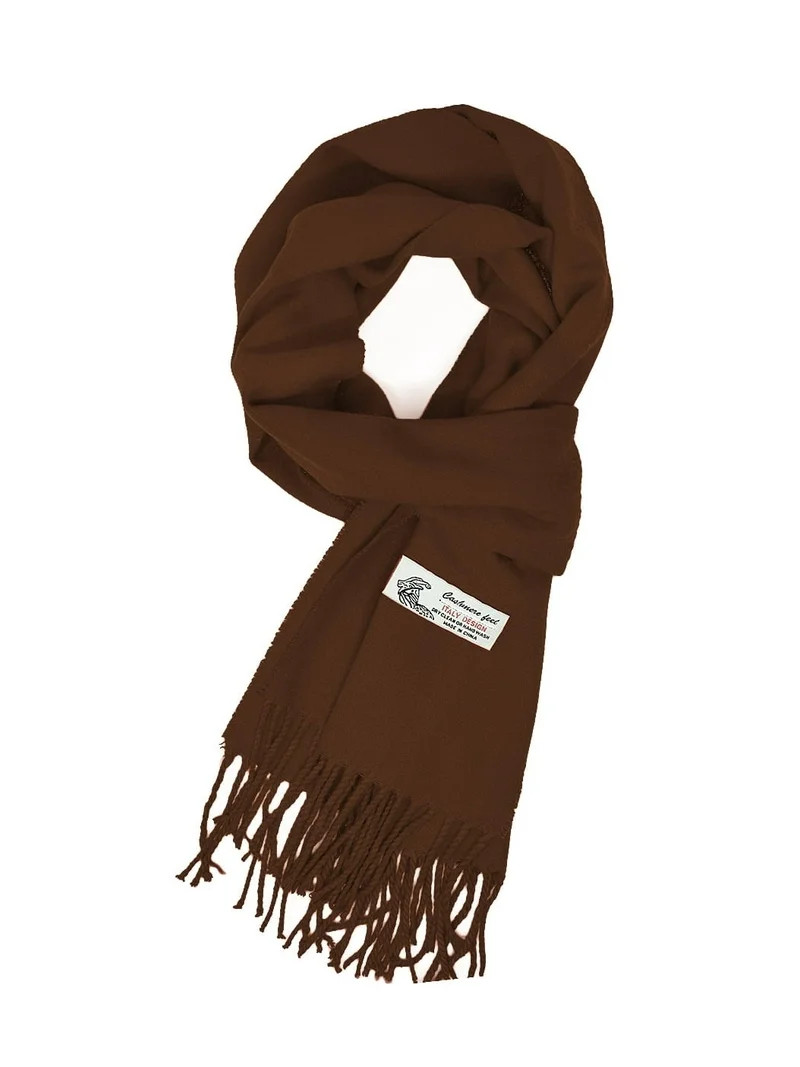 Unisex Winter Solid Plain Scarves Wool Feel Classic Super Soft Luxurious Scarf - Brown - Walmart.... | Walmart (US)
