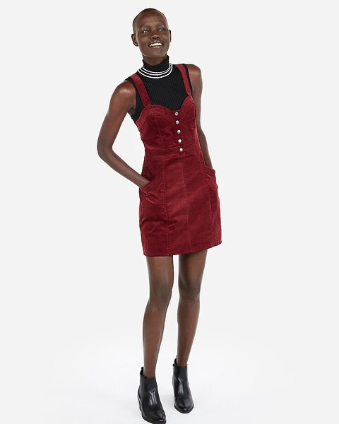 Corduroy Bustier Fit And Flare Dress | Express