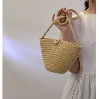 Gelivuru - Straw Crossbody Bucket Plain Crossbody Pouch Bag | YesStyle | YesStyle Global