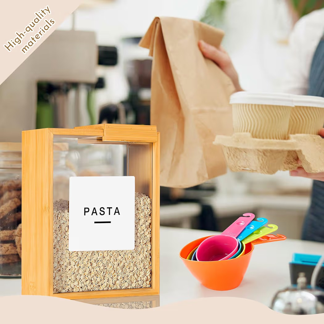 3 Bamboo Cereal Dispenser 75 Oz/ 2.2 l Kitchen Food Storage Containers with Measuring Cups for Ai... | Amazon (US)