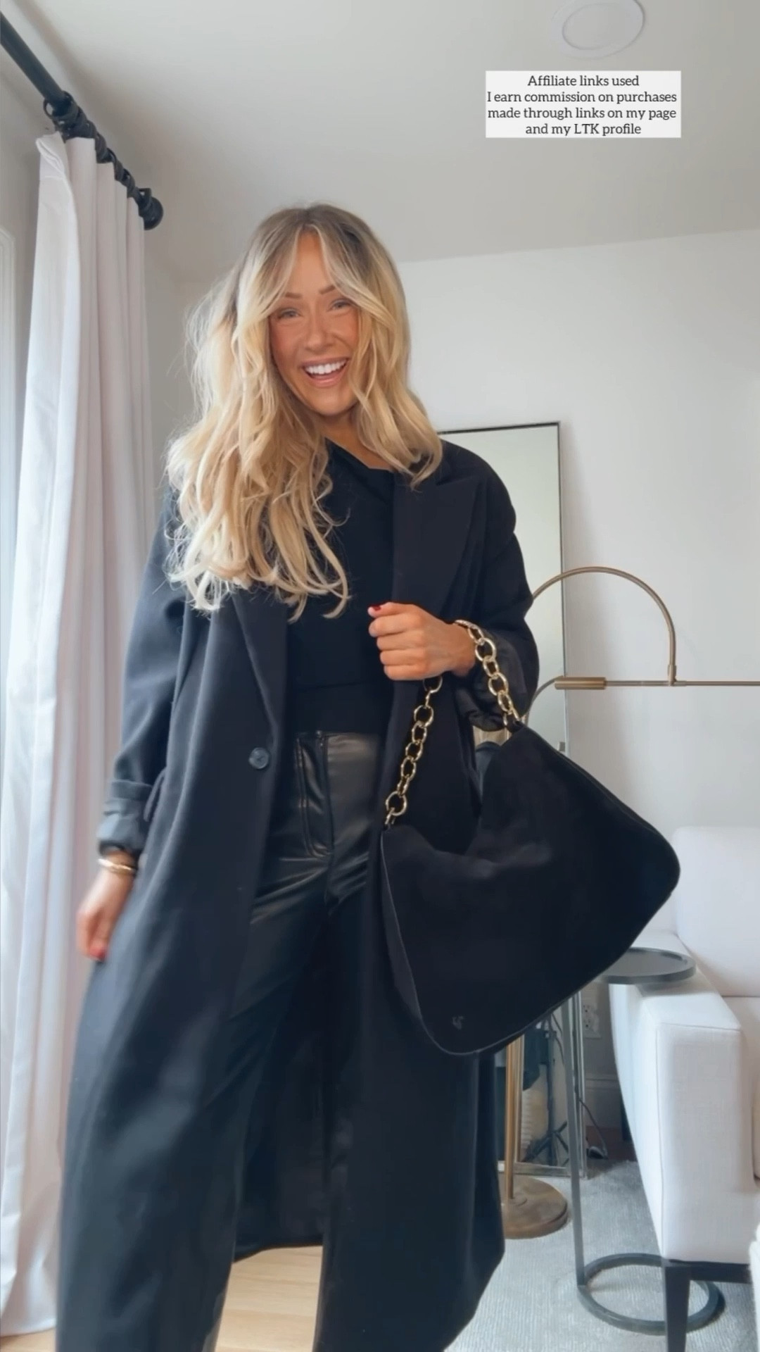 All black outfit 🖤✨

Walmart coat 
Black faux leather pants
Date night outfit 