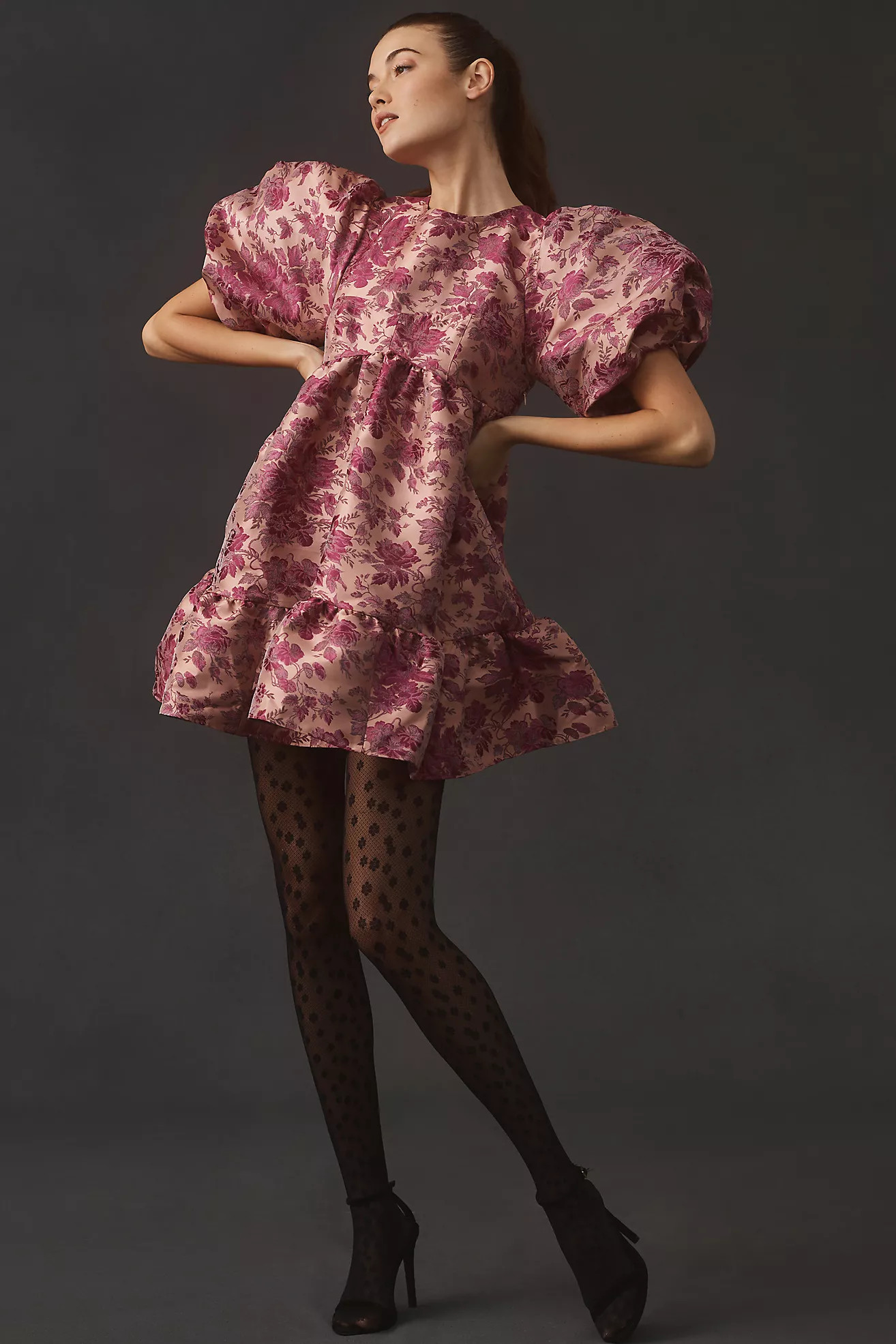 By Anthropologie Short-Sleeve Babydoll Mini Dress | Anthropologie (US)