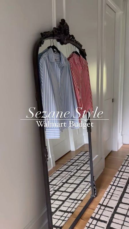 This $22 striped buttoned down is so good I had to get in both colors!  ❤️🩵

Sezane Style ~ Walmart Budget 
❤️🩵 - 100% cotton 
❤️🩵 - relaxed, slightly cropped fit is 👌🏽