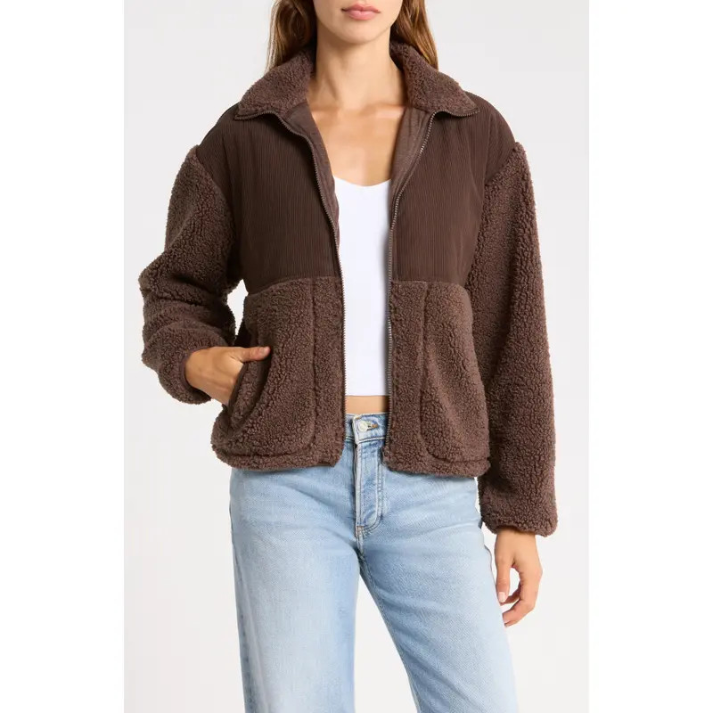 Thread & Supply Corduroy & Faux Shearling Jacket in Olive at Nordstrom Rack, Size Medium | Nordstrom Rack