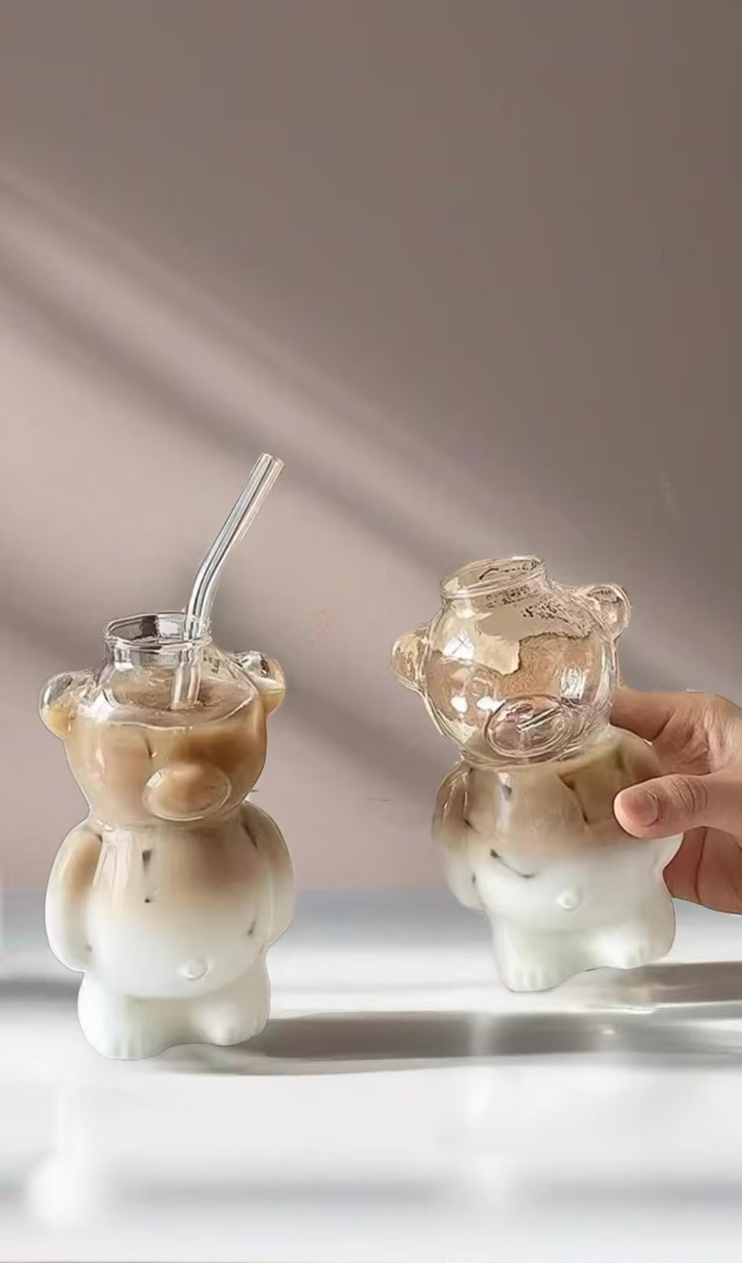 Cartoon Bear Shaped Coffee Mug Cute Bear Mug Glass Cup With Straw Glasses Cup Birthday Christmas ... | Etsy (US)