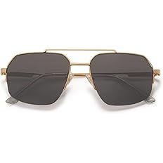 Amazon.com: SOJOS Trendy Aviator Sunglasses Mens Womens Retro Double Bridge Metal Frame Semi-Riml... | Amazon (US)
