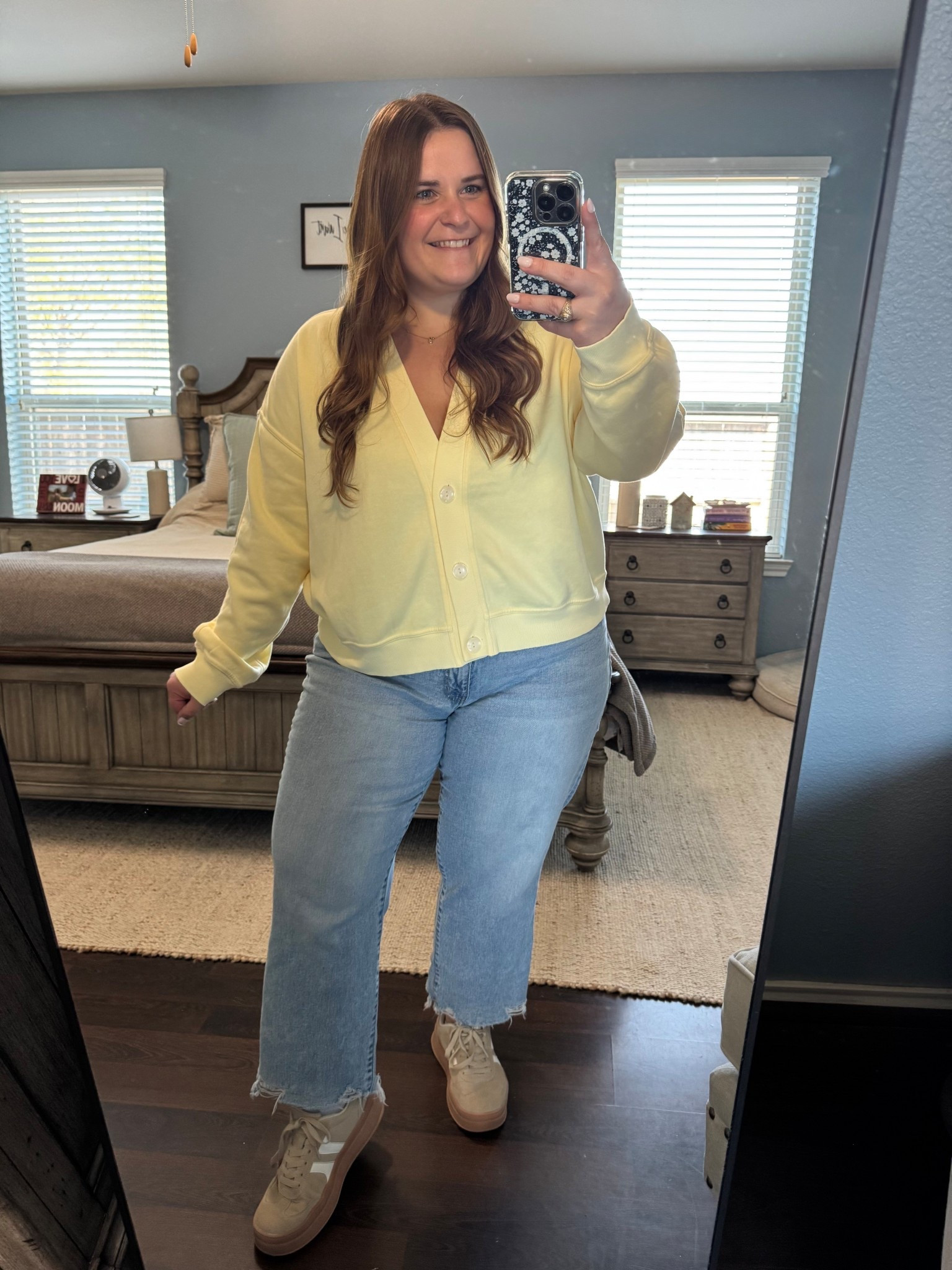 Wearing a size 16 in my favorite Walmart jeans. An XL in this beautiful butter yellow cardigan from Target. Finished the look with Amazon sneakers. 

#LTKMidsize #LTKootd #LTKPlusSize