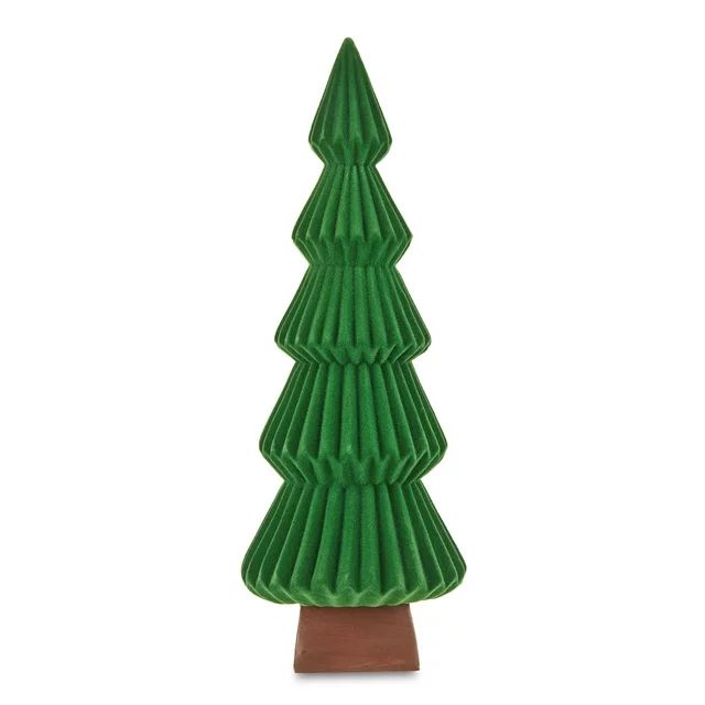 Holiday Time Green Stone Resin Tall Flocked Tree Tabletop Décor, 4.5" x 4.5" x 12.5"Height | Walmart (US)