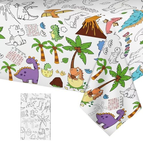 Litmitfu Dinosaur Coloring Tablecloth for Kids - Giant Dino Paper Activity Table Cover, Jumbo Ani... | Amazon (US)