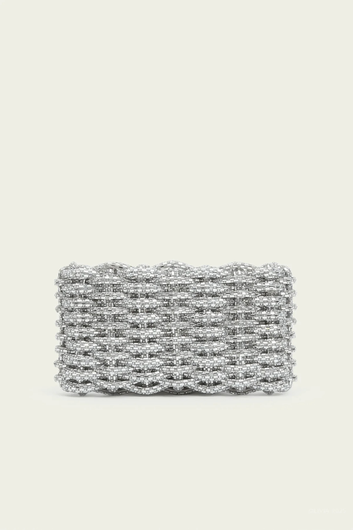 Morgan Woven Rhinestone Clutch in Silver - Silver | Shop Olivia