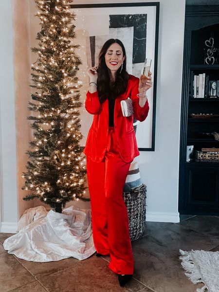 The Prettiest red satin blazer, and red satin wide leg pants from target! ❤️ 
blazer - size small 
Pants - size 6 (could’ve done 4)

holiday party ready, work outfit holiday style 


#LTKHoliday #LTKsalealert #LTKfindsunder50