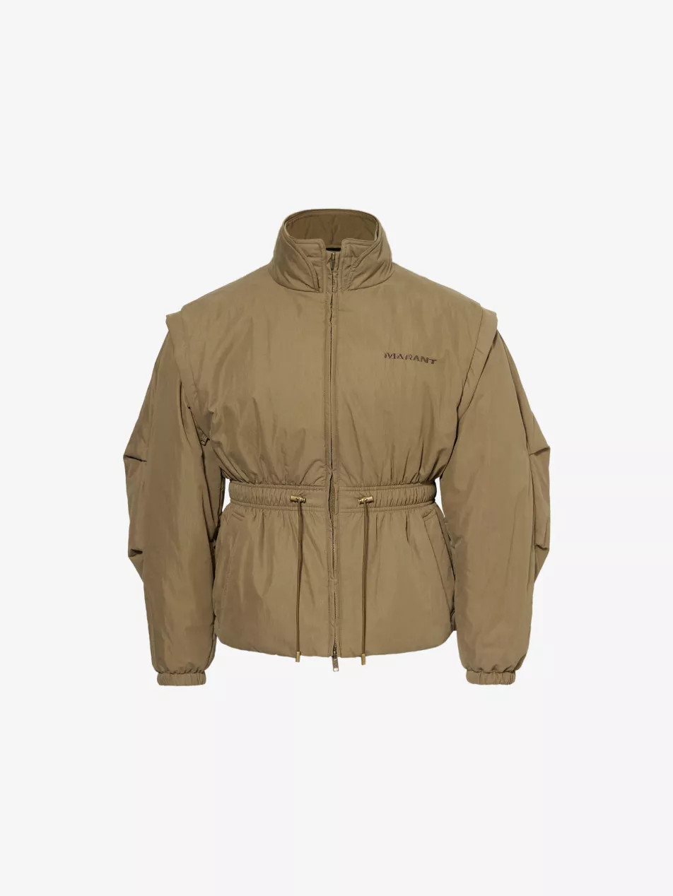 High-neck detachable-sleeve padded shell jacket | Selfridges