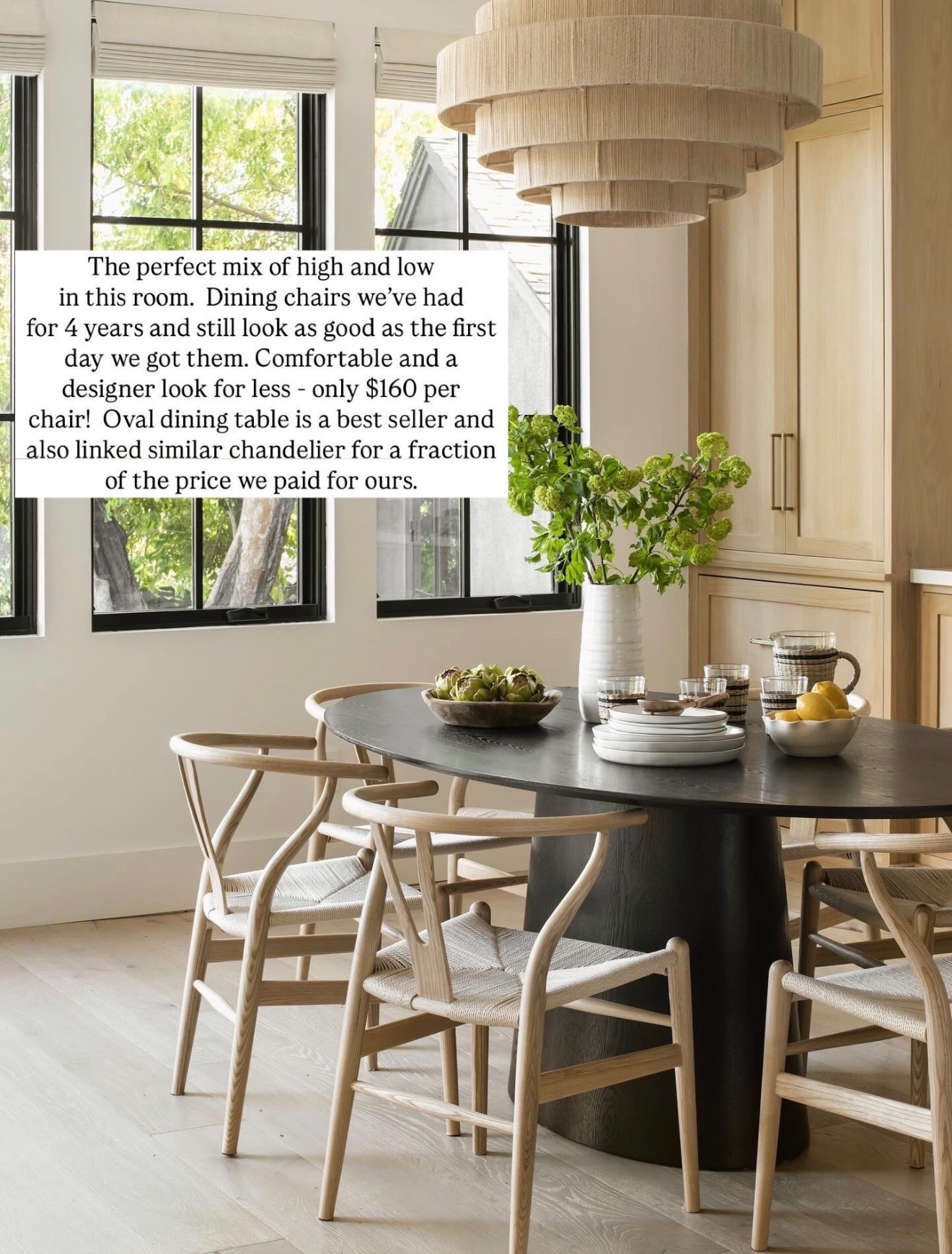 The perfect mix of high and low in this room. Dining chairs we've had for 4 years and still look as good as the first day we got them. Comfortable and a designer look for less - only $160 per chair! Oval dining table is a best seller and also linked similar chandelier for a fraction of the price we paid for ours.

#LTKSaleAlert #LTKHome