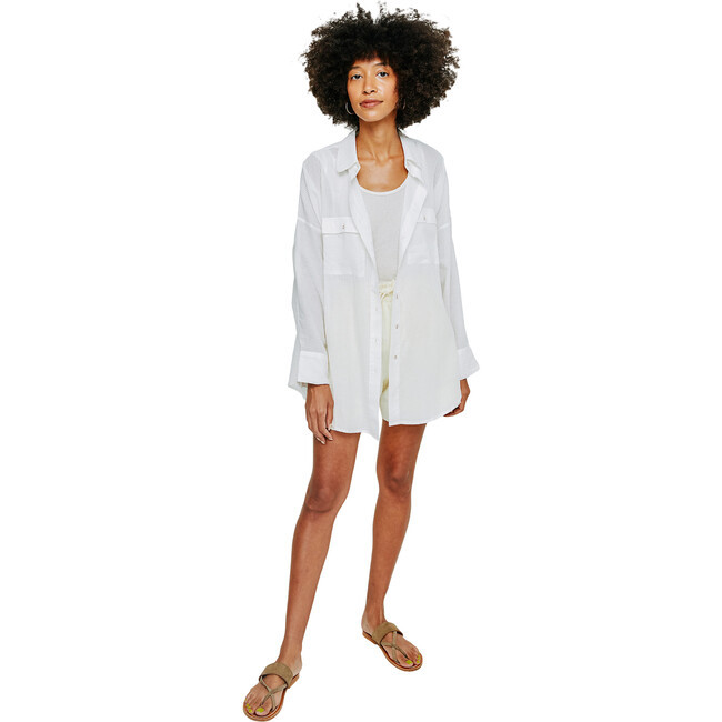 Mirth | Women's Kyoto Blouse, (White Pinstripe, Size X-Large) | Maisonette | Maisonette