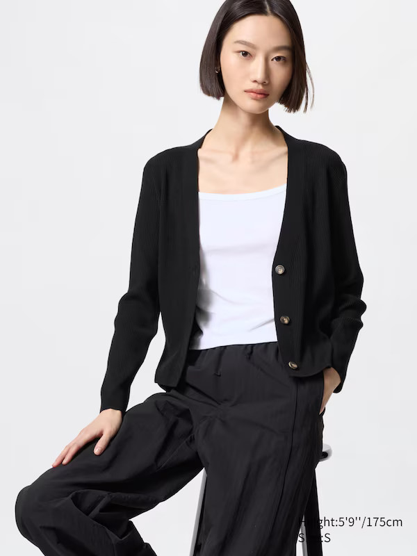 Washable Knit Ribbed Cardigan | UNIQLO US | UNIQLO (US)